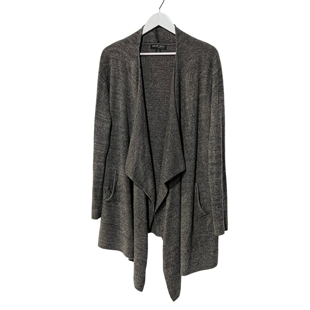 Barefoot Dreams CozyChic Womens L/XLarge Angular Open Cardigan Marled Gray